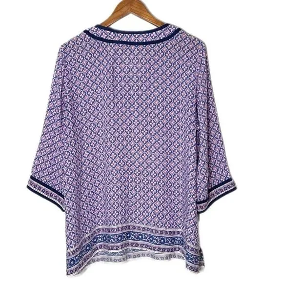 Talbots Plus Petite 2Xp Cotton Floral Pullover 3/4 Sleeve Top Lightweight - Picture 4 of 5